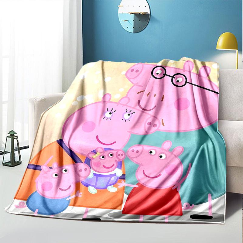 Peppa Pig Pattern Blanket for Home Decoration, Bed, Sofa, Car Travel, Camping, Suitable for All Seasons, Birthday Christmas Gift
