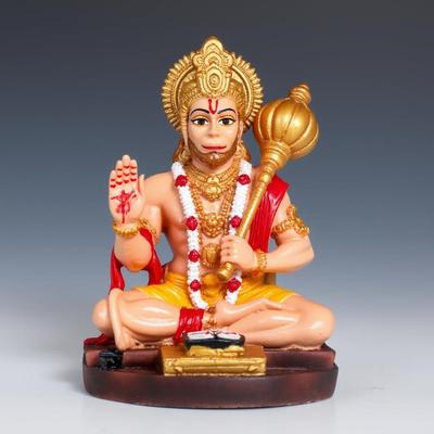Hanuman Ji Murti for Car Dashboard, Idol for Home Pooja with Hanuman Chalisa for Protection from Negative Energy, Good Luck and Success