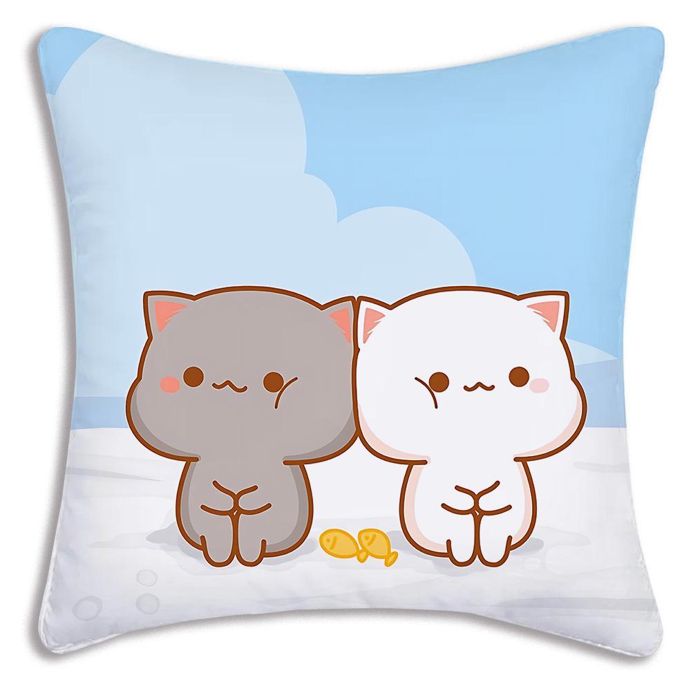 Cute PeachS And G-GomaS Pillow Covers Cartoon Sofa Decorative Home Double-sided Printing Short Plush Cute Cushion Cover