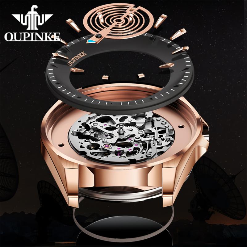 OUPINKE Neue Business-und freizeit herren Uhr Hohl Bewegung Wasserdicht Voll Automatische Maschinen High-end-Uhr