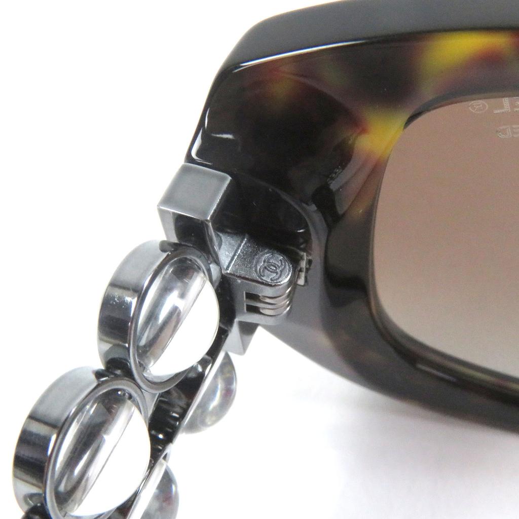 Excellent CHANEL Sunglasses Rectangle Shape COCO Mark Eyewear Brown Used