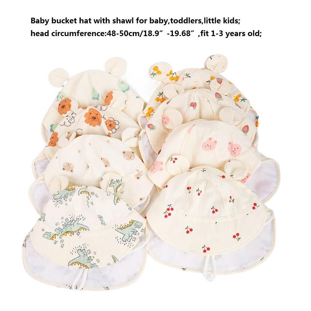 New Panama Autumn Baby Bucket Hat for Boys Girls Cartoon Breathable Mesh Children's Beach Shawl Sun Hat Kids UV Protection Cap