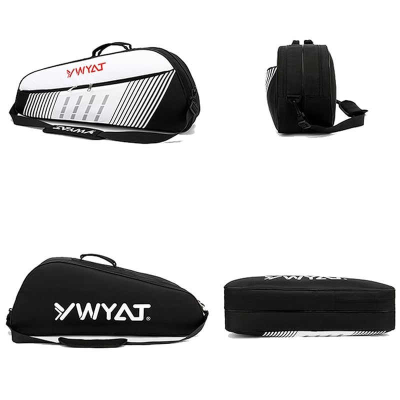 FMAFNLY Badminton Racket Bag, Tennis Shoulder Bag, Racket Case, Sports Racket Storage, Holds 3-6 Rackets, Shoe Compartment, Lightweight,