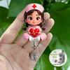 2D Flat Acrylic Pink Uniform Nurse Retractable Badge Reel, Practical Medical ID Tag Holder For Medical Students And Professional Nurse Practitioners