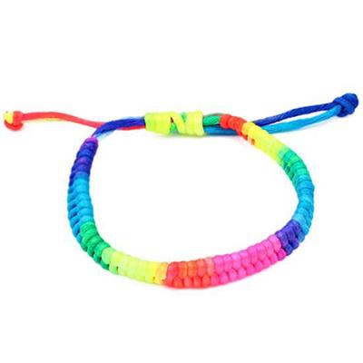Women's Nightclub Fashion Rainbow Fluorescent Colorful Braided Woven Bracelet