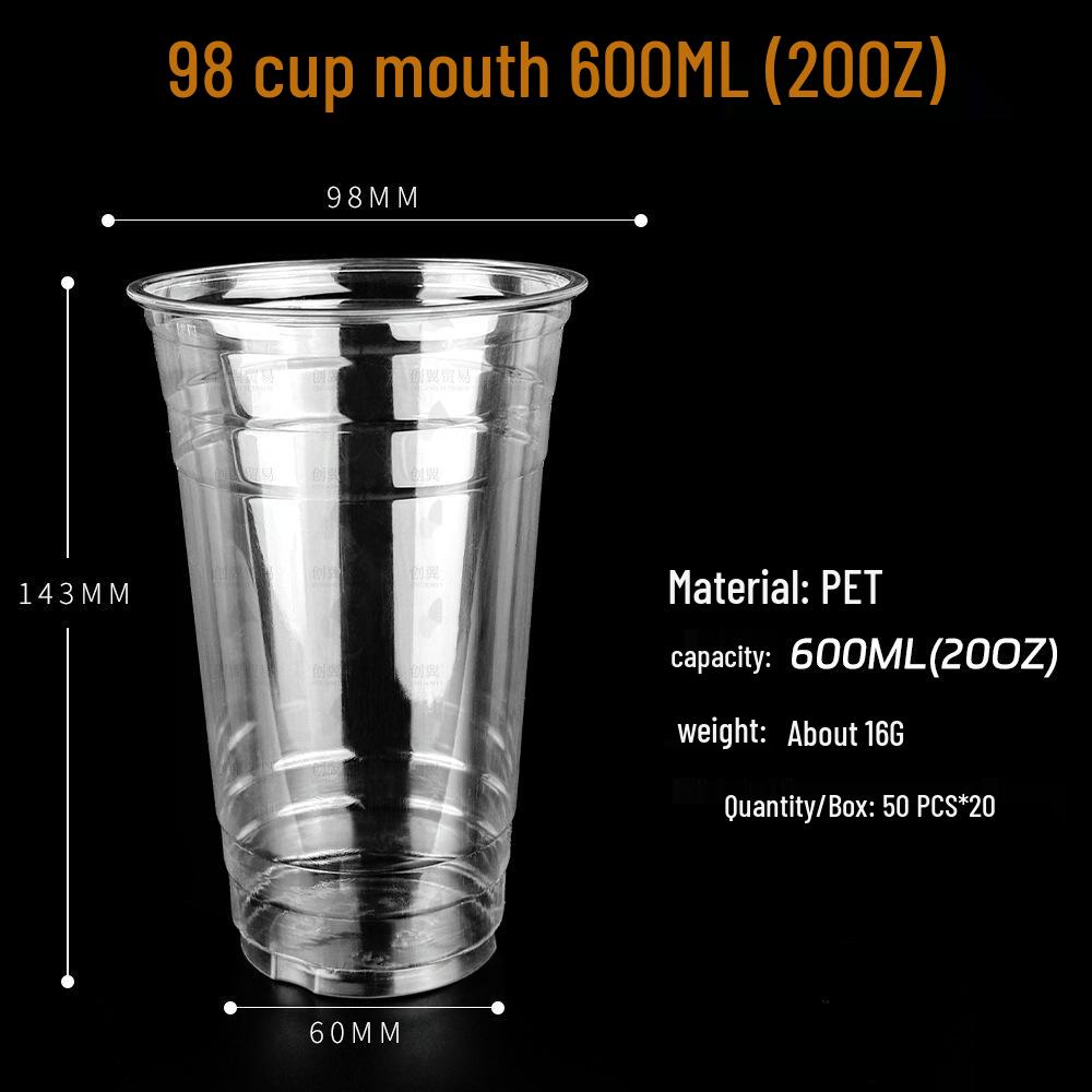 Disposable Transparent PET Cold Drink Cups with Lid for Milk Tea, Coffee, Homemade Beverages, or Lemon Tea