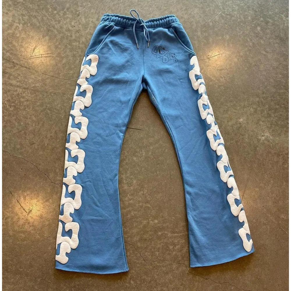 RogueWave American Harajuku Letter Print Straight Trousers Hip-hop Letters Winter Thickened Loose Y2k Casual Pants Sweatpants Women Men