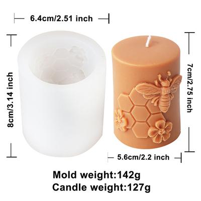 3D Relief Biene zylindrische Kerze Silikonform DIY Wabensäule Aromatherapie Kerze Gips Herstellung Werkzeug handgemachte Geschenk Dekor