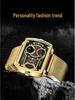 Men's Fashionable Square Dual Display Quartz Watch for Students with Large Dial