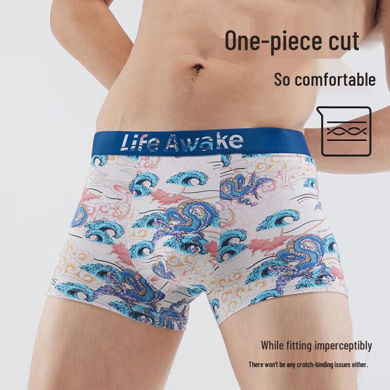 HLA Men's Modal Cotton Printed Boxer Briefs 2-Pack