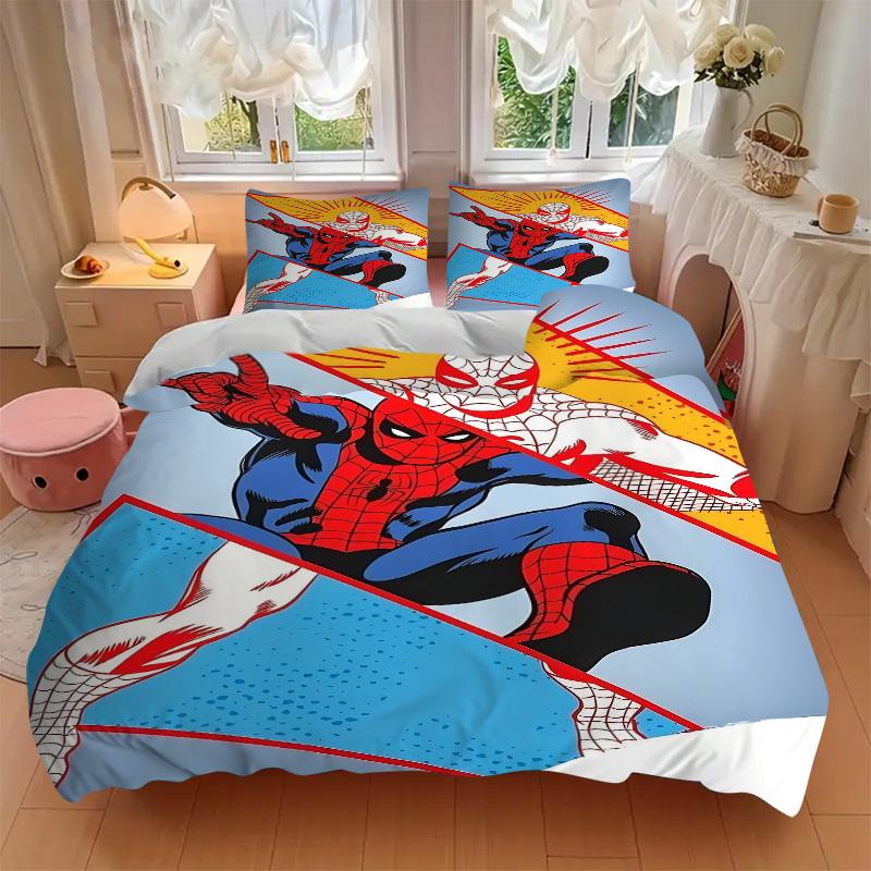 3pcs Spider-Man Web 1 Cover+2 Pillowcases, Pillow Inserts Not Included, Machine Washable, All-Season Use, Teen and Adult Rooms119