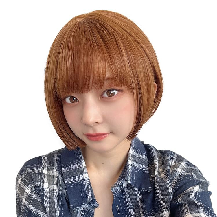 

AQUADOLL Bob Short Wig with Umbrella Collar, Full Wig, Blonde, Pink, Free Size, JB1 (Orange Brown), wg349JB1