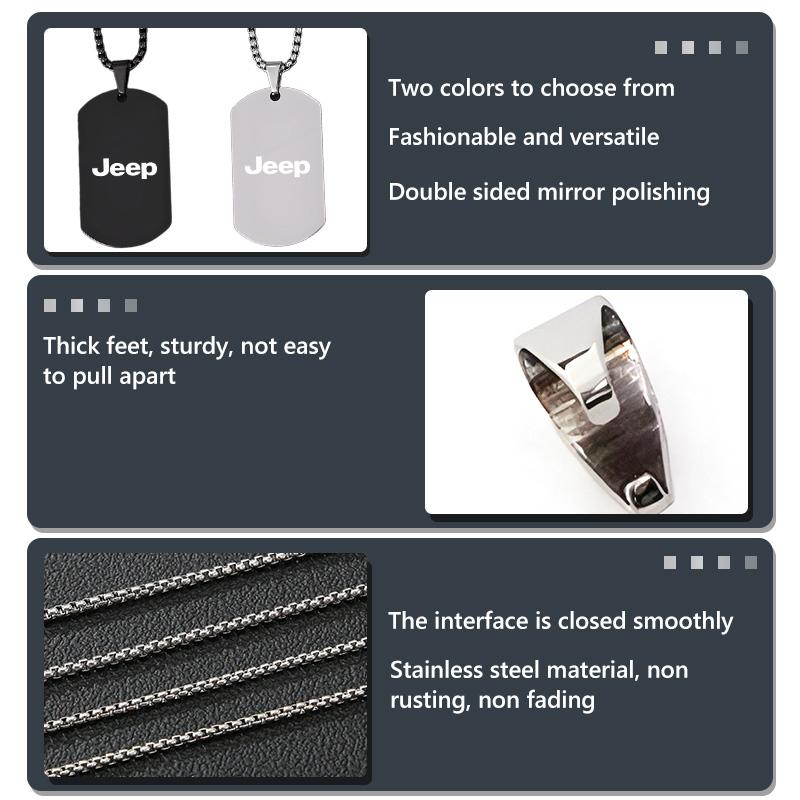 For Jeep Minimalist Titanium Steel Pendant Stainless Steel Non Fade Necklace Cherokee Wrangler JK Gladiator Compass Renegade AKP1