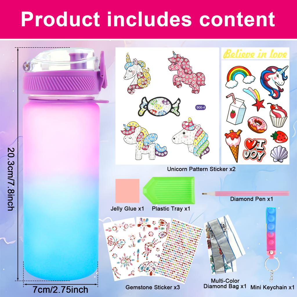 Water Bottle Kits Pretty Colorful Kids Water Bottle Gifts Safe Mermaid Water Bottle with Stickers Attractive Decorate Your Own