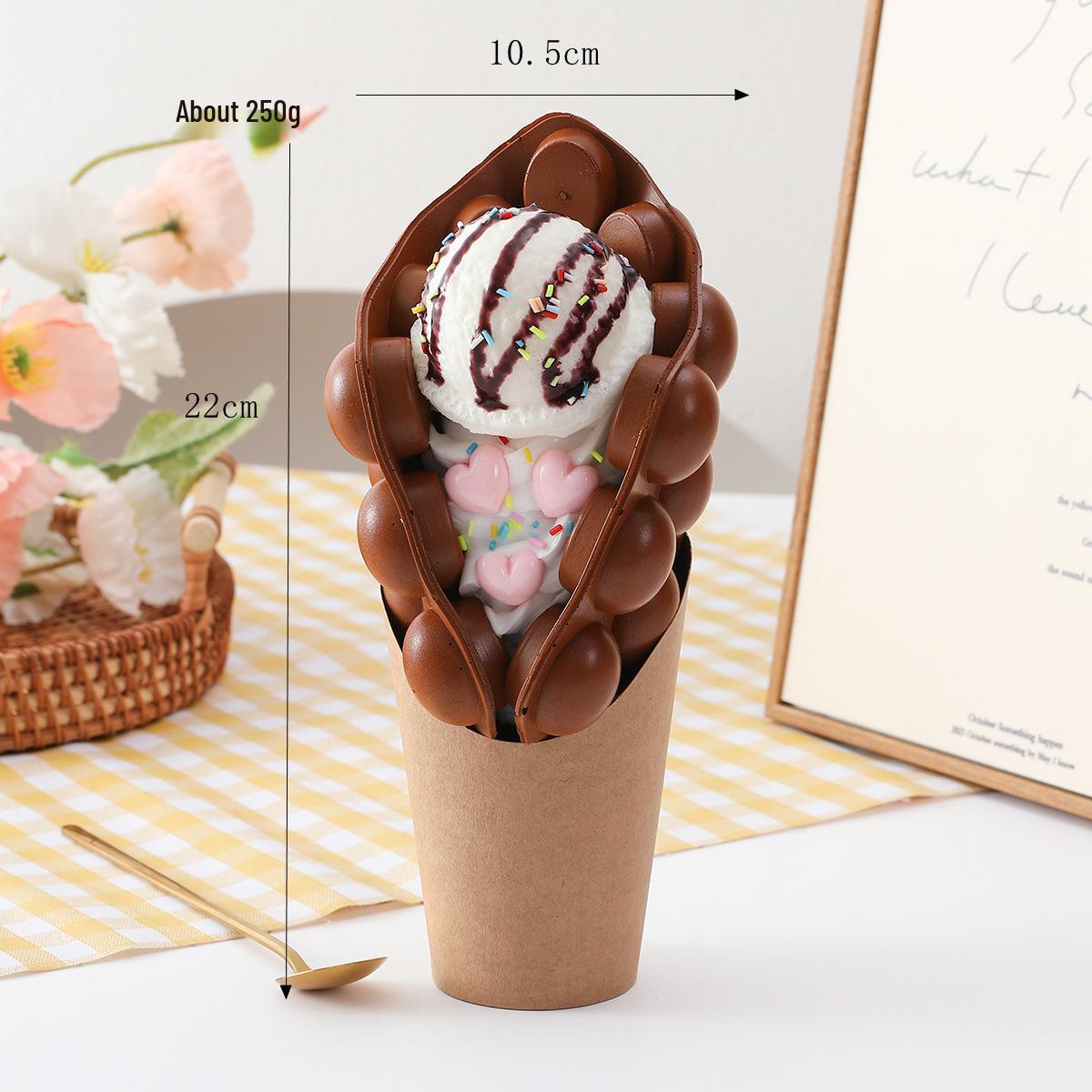 

Egg Waffle Ice Cream Dessert Display Ornament for Night Market Stalls and Store Windows As Pictured