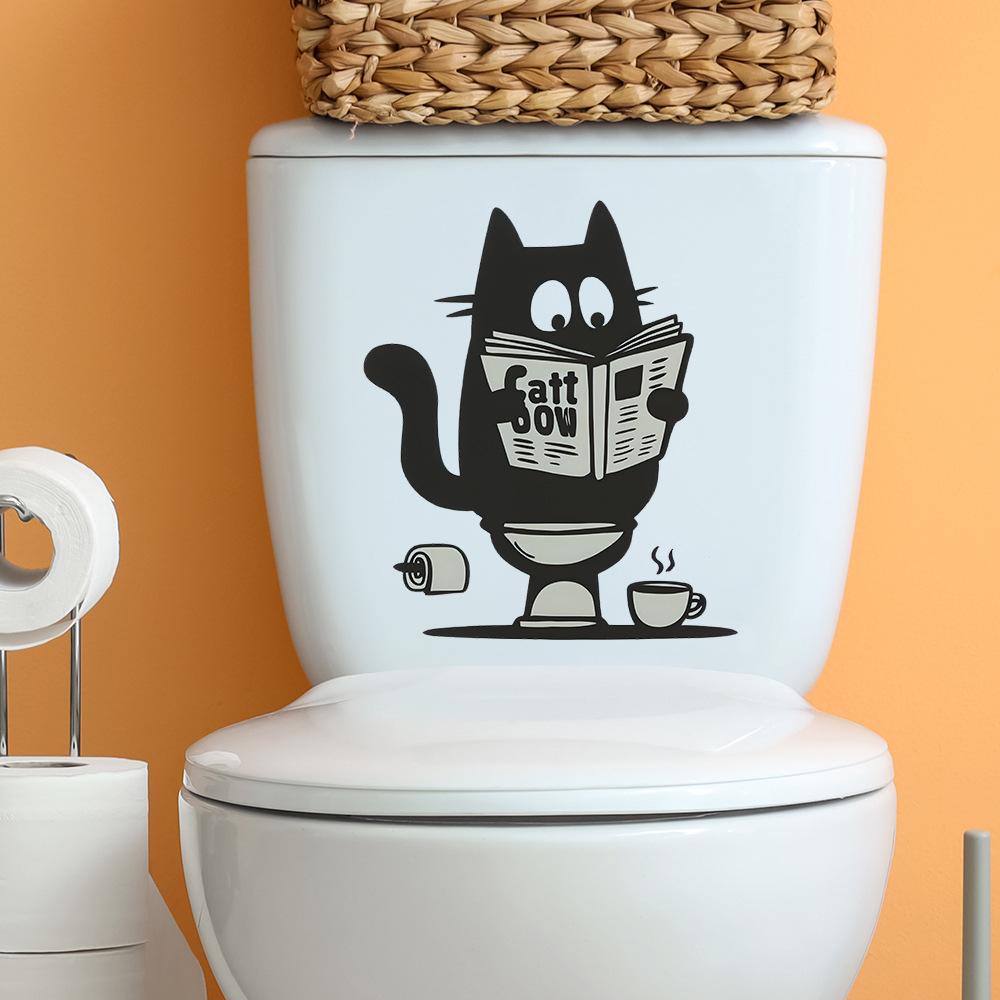 Black Cat Stickers for The Newspaper, Bathroom, Toilet, and Decorative Wall