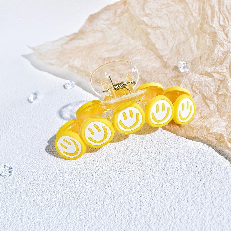 

1 шт. заколка для волос из мягкого силикона смешанного цвета с улыбающимся лицом, новая большая разноцветная заколка-краб для волос с улыбкой, заколка