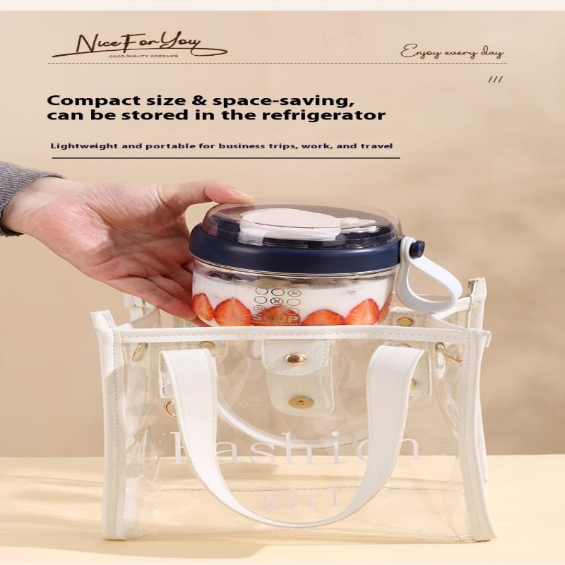 650Ml Portable Handheld Breakfast Cup Yogurt Bowl Leak Proof Salad Bento Lunch Box With Spoon