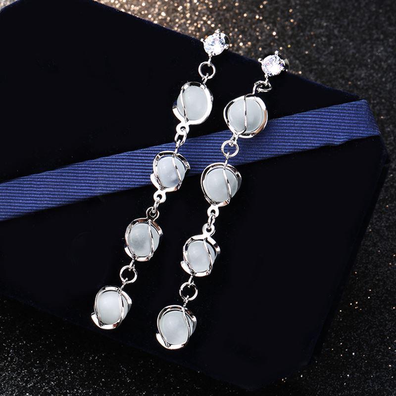 Pearl & Zircon Tassel Earrings