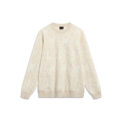 Li Ning Pullover Round Neck Long Sleeve Knit Sweater Men Sweater Light-Milk-Brown AMBT015-1