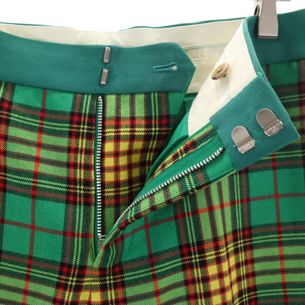 Drawer Wool Made In Japan Check Pattern Tapered Pants 40 Green Women Used