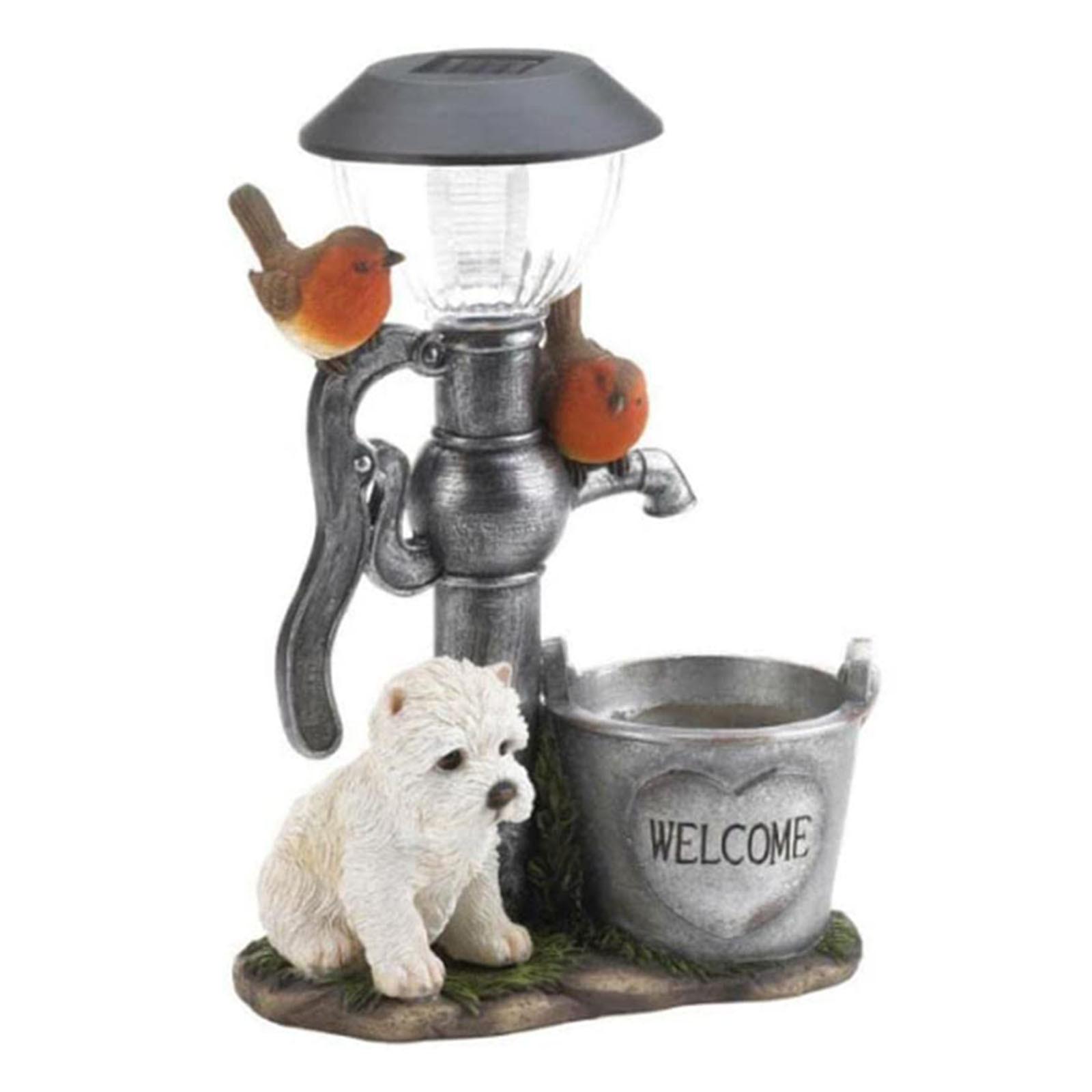 Cute Dog Resin Garden Decoration Garden Statue Ornament Animal Lights Lawn Decorative Animal Model Garden Accessories One Size