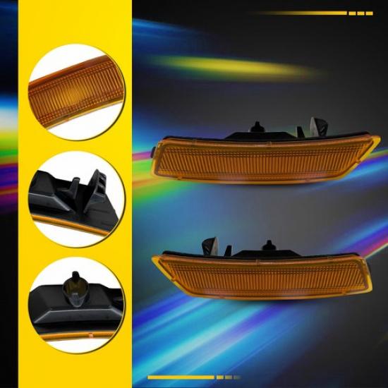 2Pcs Amber Bumper Side Marker Light Housings for 12-19 Volkswagen Beetle EXV