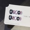 Dream amethyst black purple sweet cool pure handmade wearing nail cat eye white short temperament nail art patch fake nails