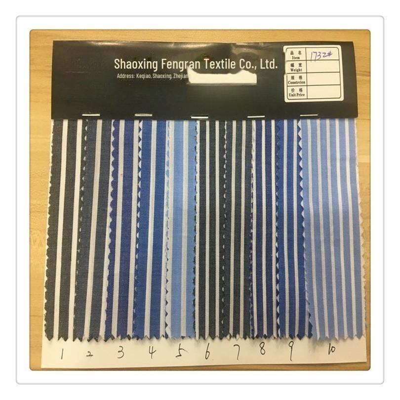 High-Density Yarn-Dyed 50S Cotton Fabric with 0.2CM Stripes for Premium Shirts