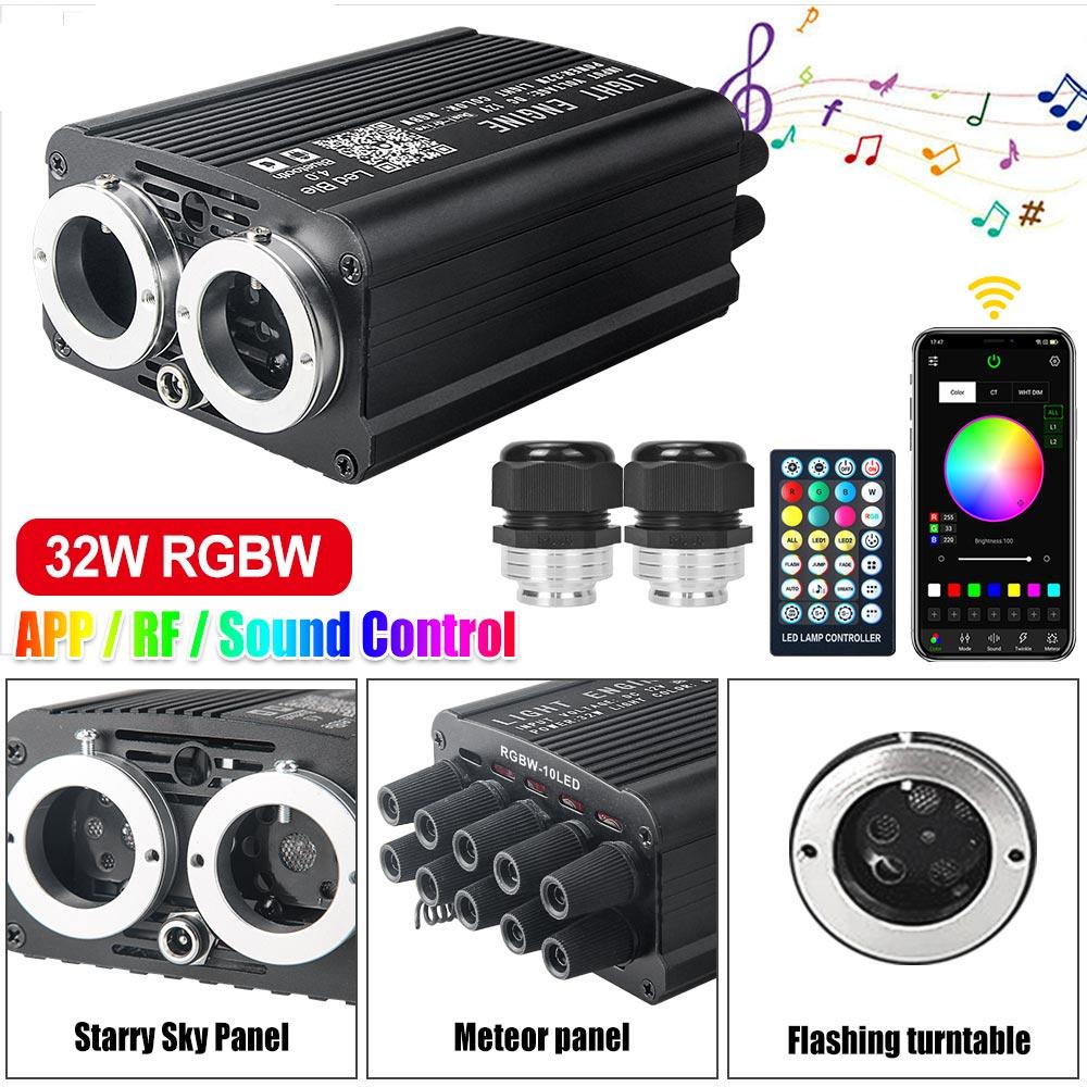 32W Twinkle Dual port Fiber Optic Star Ceiling Kit with RGBW Meteor effect APP Car Roof stars Fiber Optic Starry Sky Car Ceiling