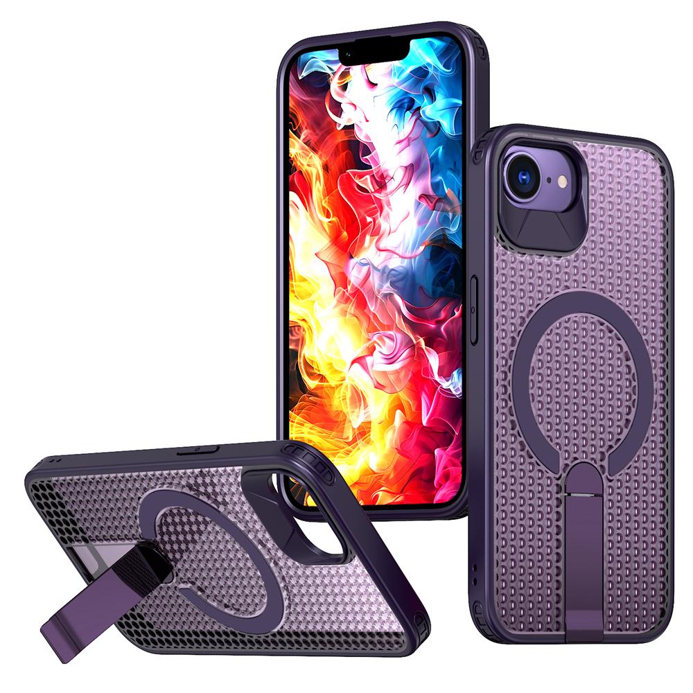 KEYSION Hollow Heat Dissipation Case for MagSafe for iPhone 17e 16e Magnetic Cooling Hide Kickstand Shockproof Phone Back Cover