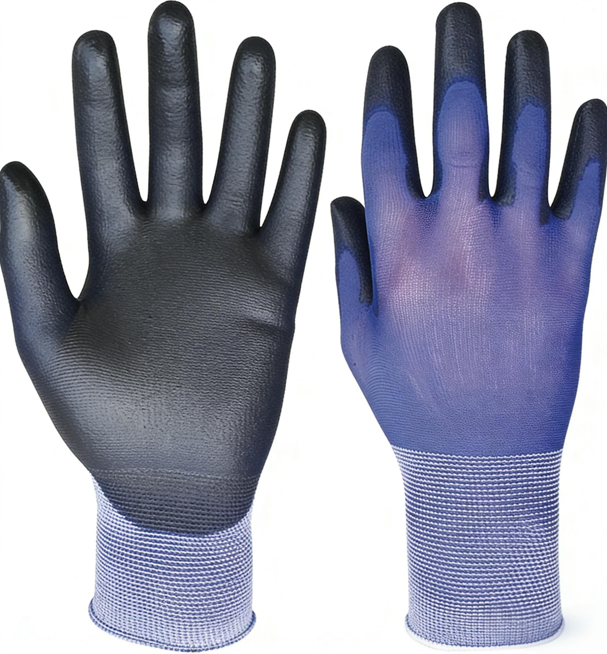 Custom Logo PU Leather Gloves, OEM & ODM Work Gloves for Industrial Labor Protection (Blue,S)