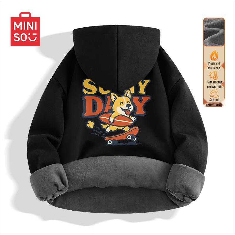 MINISO Men s Fleece Lined Half-Zip Hooded Sweatshirt 3XL