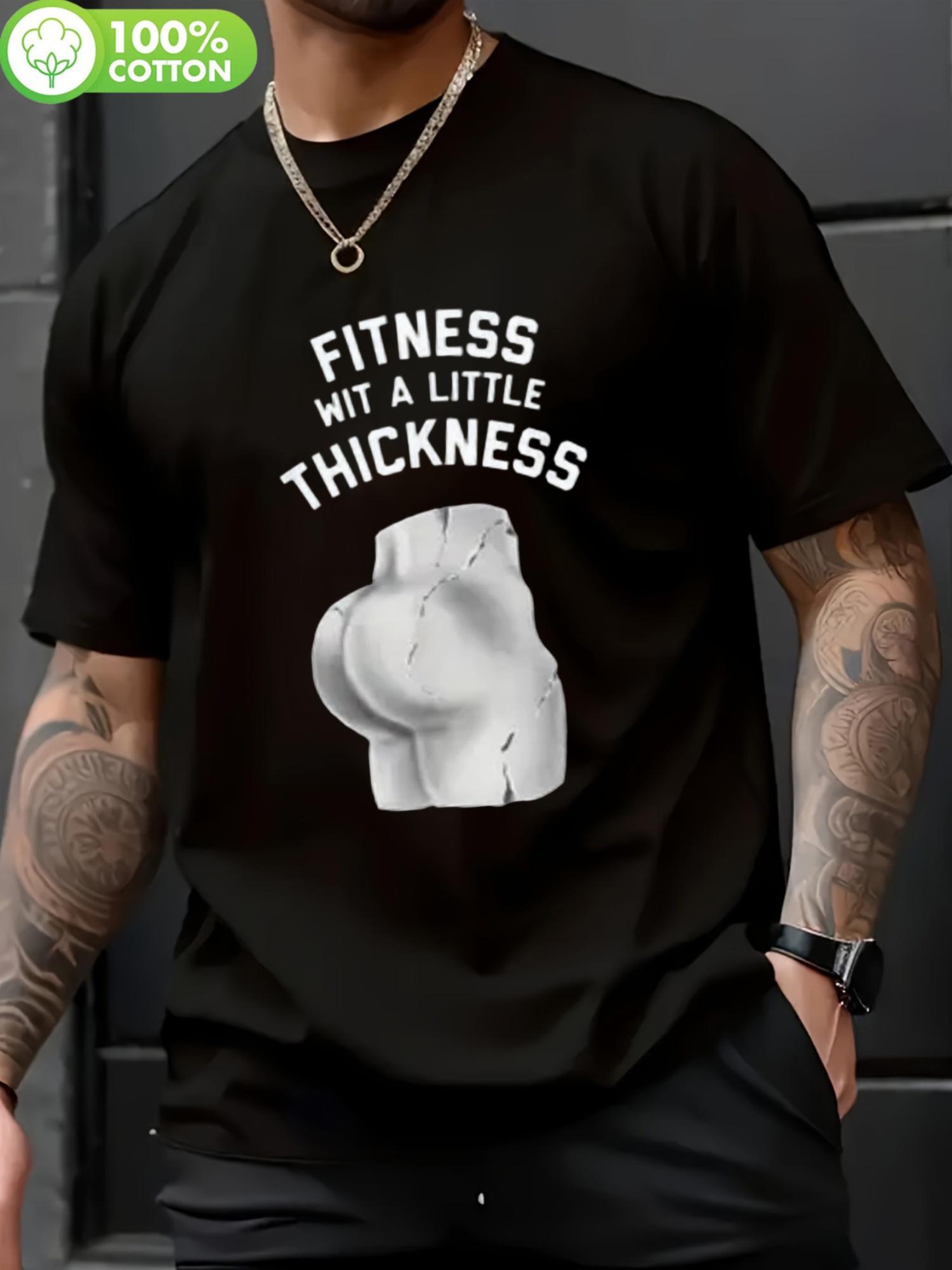 

Black Fitness with a Little Thickness Graphic T-shirt - Cotton S