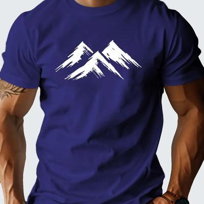 New Summer Men's Fashion T-shirt Mountain Range Printed Men's T-shirt Top