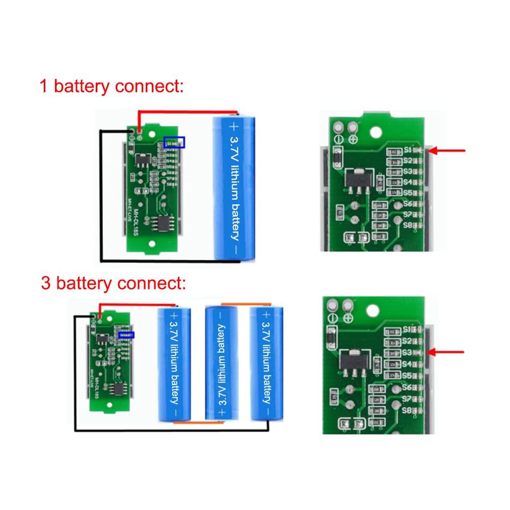 1S 2S 3S 4S 5S 6S 7S 8S 1-8S Lithium Battery Capacity Indicator Module 4 Sections Green LED Display Tester Li-po Li-ion (5 Pack)