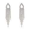 S925 Silver Teardrop Diamond Tassel Dangle Earrings - Korean Fashion, Celebrity Style for Women
