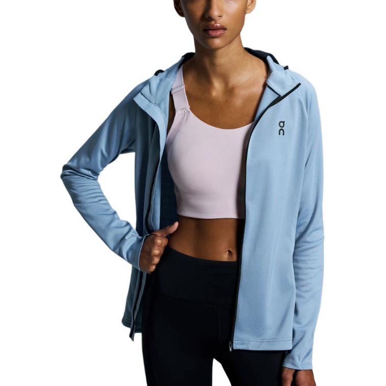 On Climate Zip Hoodie Comfortable Fashi Versatile Lg Sleeve Jacket Women jackets Light-Gray Blue 1WE10330732