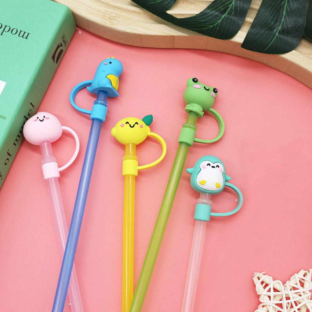 New Cartoon Silicone Straw Plug Reusable Straws Cover Proof Drinking Dust Dust-proof Toppers Un E2Q3