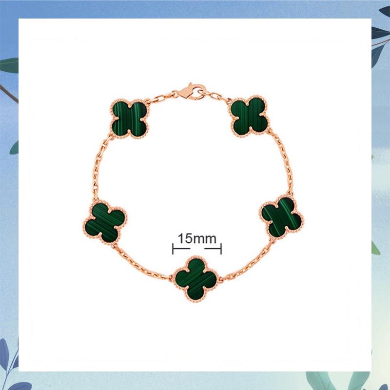 Clover Bracelet CNC Buckle Thick Chain Rose Gold Red Agate Black Agate Lucky Bracelet for Women