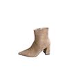 2025 autumn and winter new pointed thick heel high heel temperament thin French fashion beauty female Internet celebrity short boots