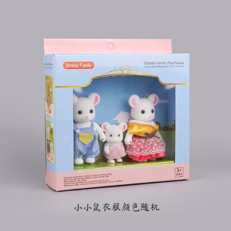 Cute Cartoon Simulation Animal Family Mini Rabbit Elephant Playing House Girl Toy Model Flocking Doll