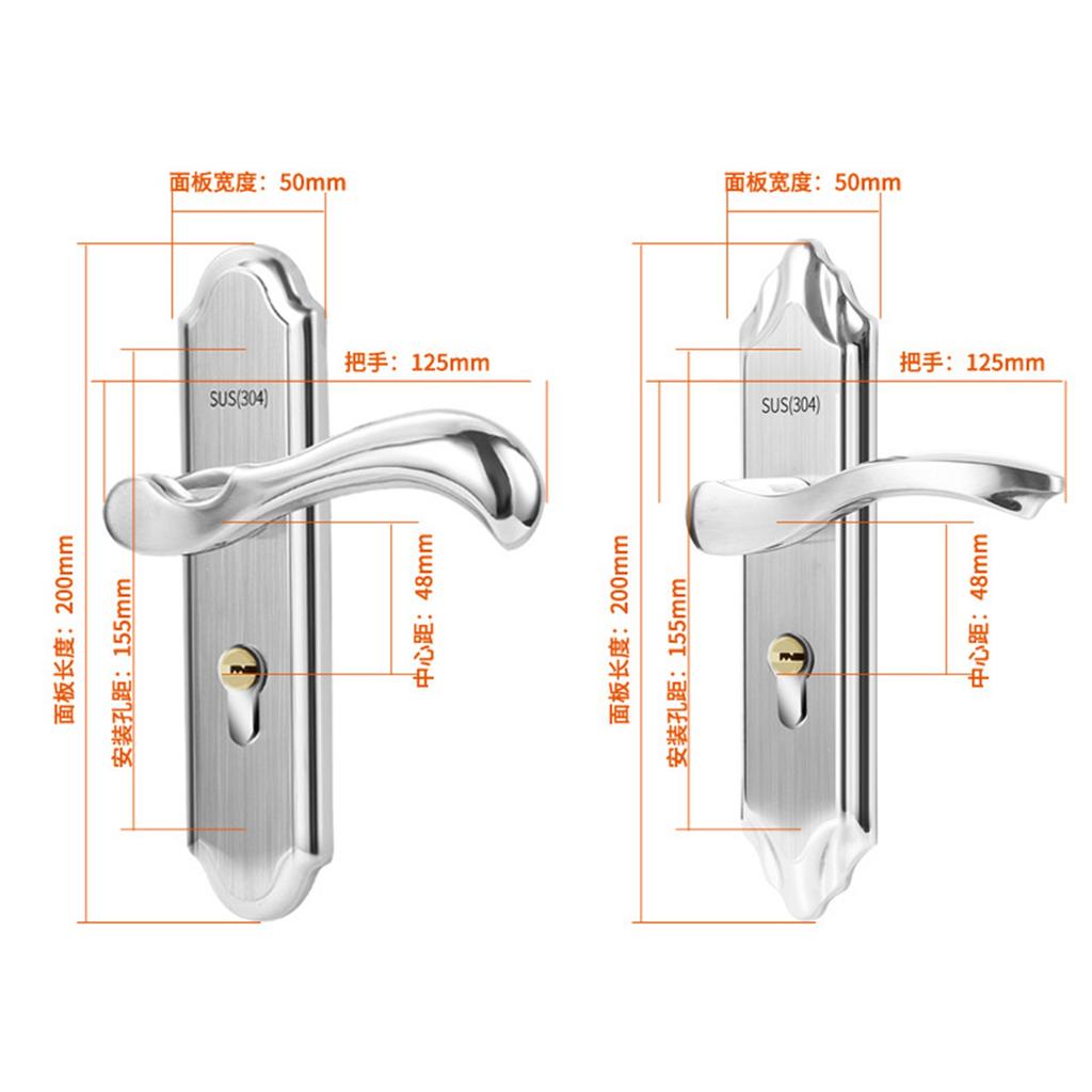 Stainless Steel Handle Door Lock Mechanical Magnetic Security Entry Lever Lock for Bedroom Hotel