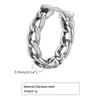 Men's Vegan Chain Hoop Earrings, Waterproof Stainless Steel Cuban Chain Round Huggie Earring for Male Boys Gifts Jewelry