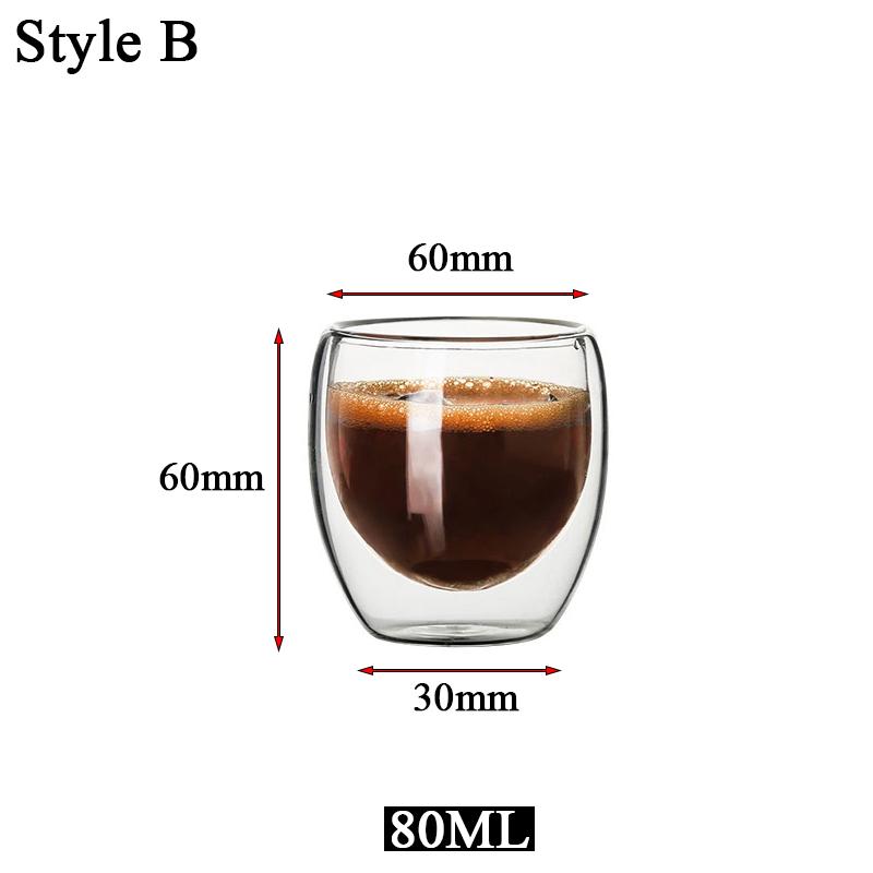 Double Bottom Wall Glass Coffee Cup Whiskey Tea Thermal Heat Resistant Cocktail Vodka Shot Wine Mug Drinkware Tumbler Set