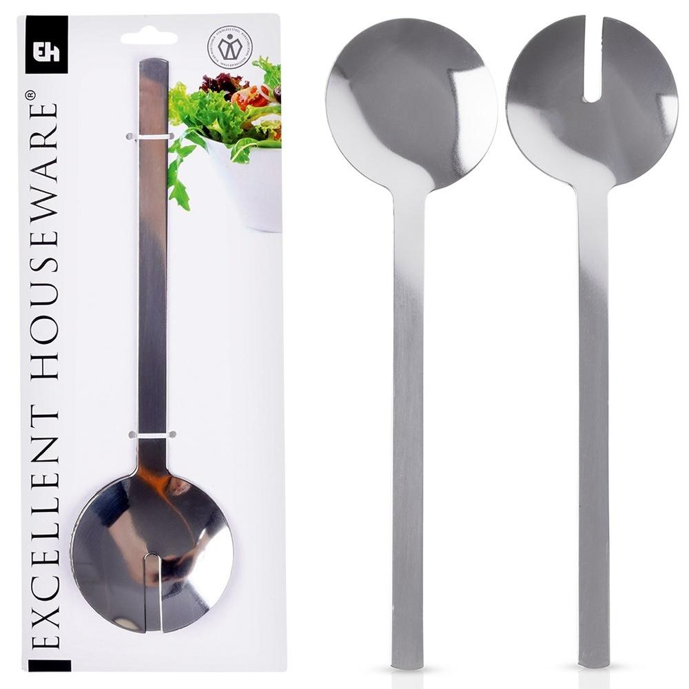 Steel silver salad spoons, 2 pieces