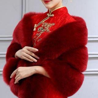 Winter fox fur imitation fur shawl women's medium and long slim wedding dress cape imitation fur cape outside