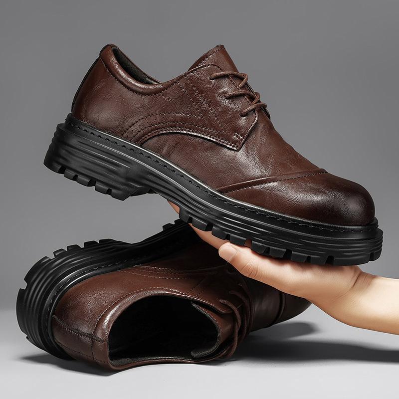 Fashion High Quality Oxford Shoes Men Casual Lace Up Dress Shoes Brand Moccasins Business Shoes Platform Genuine Leather Men Footwear