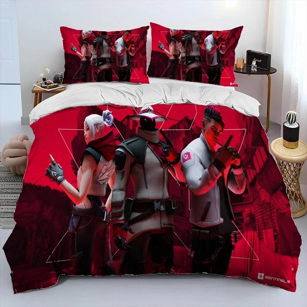 3D Print VALORANT Game Bedding Set Duvet Cover Bed Set Quilt Cover Pillowcase Comforter king Queen Size Boys Adult Bedding Set