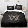 Death Moth Duvet Cover Set Queen Size Gothic Skull Boho Comforter Cover Black And White Skeleton Decorative Soft Bedding Set